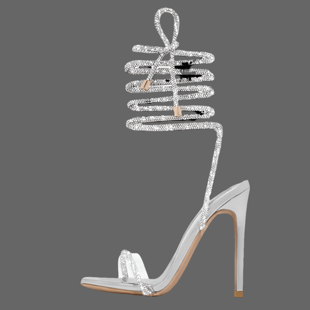 Liyke Fashion Glitter Rhinestones Women Sandals Crystal Ankle Strap High Heels Party Prom Shoes Lady Wedding Stiletto Sandalias - POWQUE URBAN STYLE