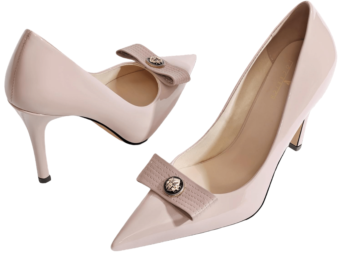 Closed-toe stiletto pumps with bow detail and pointed toe, perfect for party, work, or bridal wear – POWQUE Urban Style