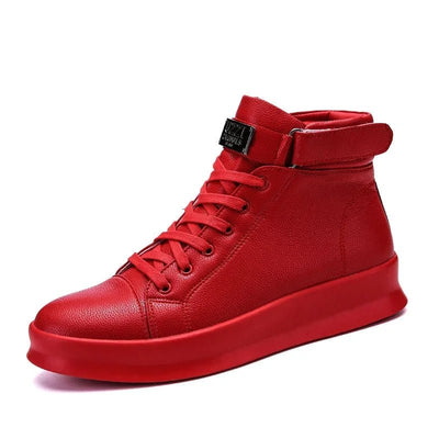 Luxury Red High Top Sneakers for Men - POWQUE URBAN STYLE