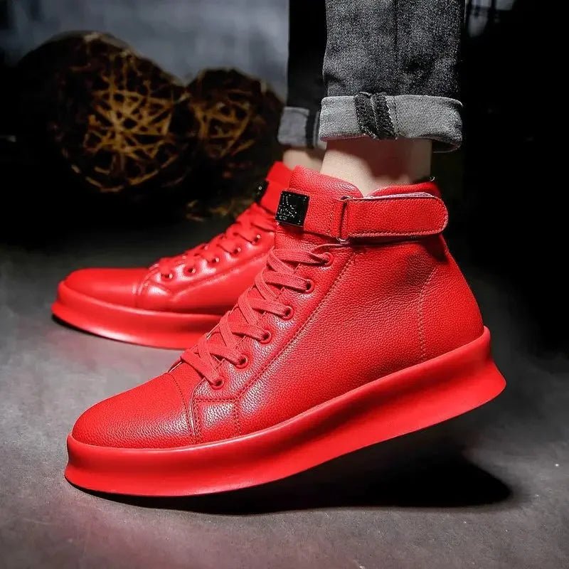 Luxury Red High Top Sneakers for Men - POWQUE URBAN STYLE