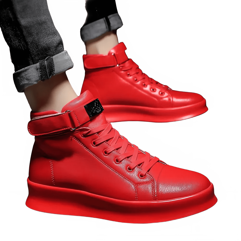 Luxury Red High Top Sneakers for Men - POWQUE URBAN STYLE