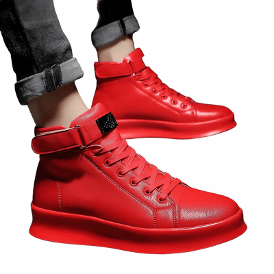 Luxury Red High Top Sneakers for Men - POWQUE URBAN STYLE