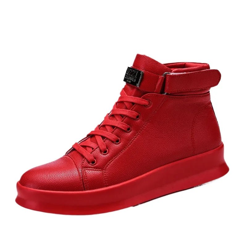 Luxury Red High Top Sneakers for Men - POWQUE URBAN STYLE