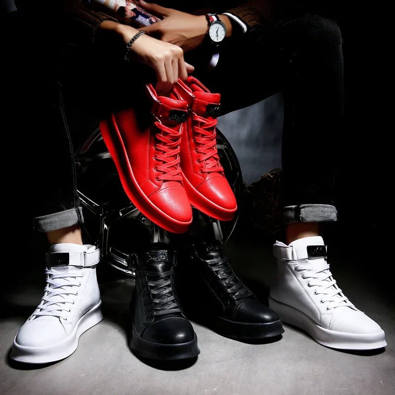 Luxury Red High Top Sneakers for Men - POWQUE URBAN STYLE