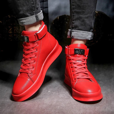 Luxury Red High Top Sneakers for Men - POWQUE URBAN STYLE