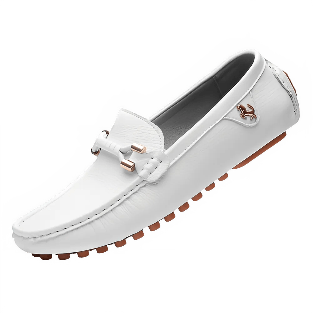 Men's Comfy White Slip - On Driving Loafers Size 48 - POWQUE URBAN STYLE