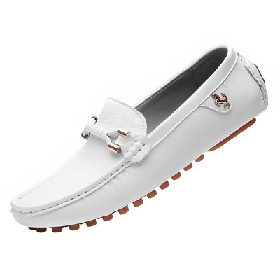Men's Comfy White Slip - On Driving Loafers Size 48 - POWQUE URBAN STYLE