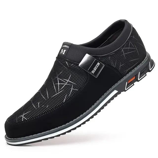 Men's Leather Comfort Slip - On Work Shoes - POWQUE URBAN STYLE