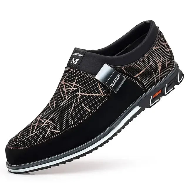 Men's Leather Comfort Slip - On Work Shoes - POWQUE URBAN STYLE