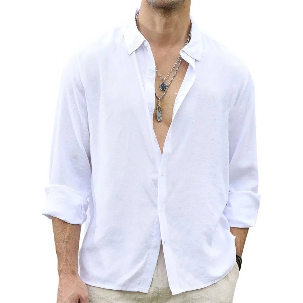 Men's Linen Beach Shirt - Ultimate Comfort - POWQUE URBAN STYLE