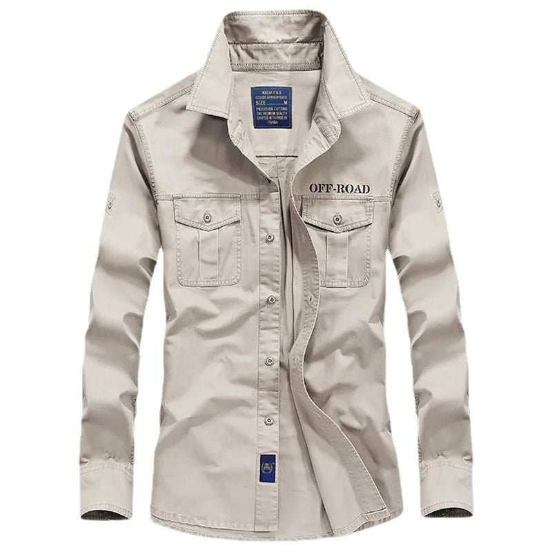 Men's multi - pocket military shirt for adventures - POWQUE URBAN STYLE