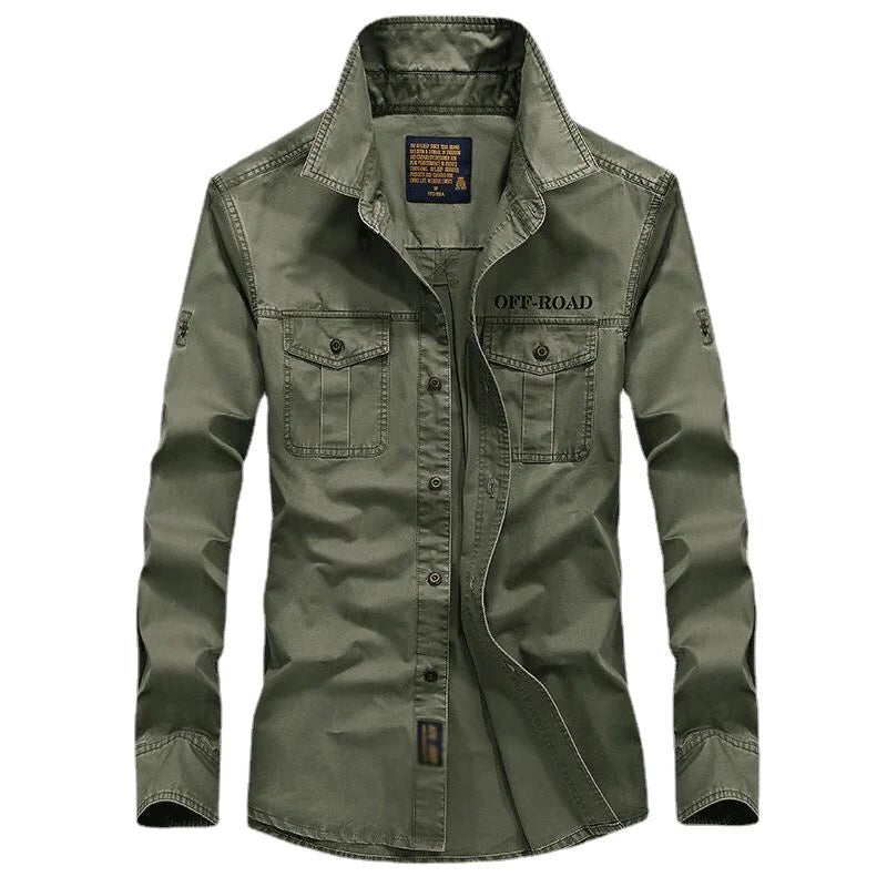 Men's multi - pocket military shirt for adventures - POWQUE URBAN STYLE