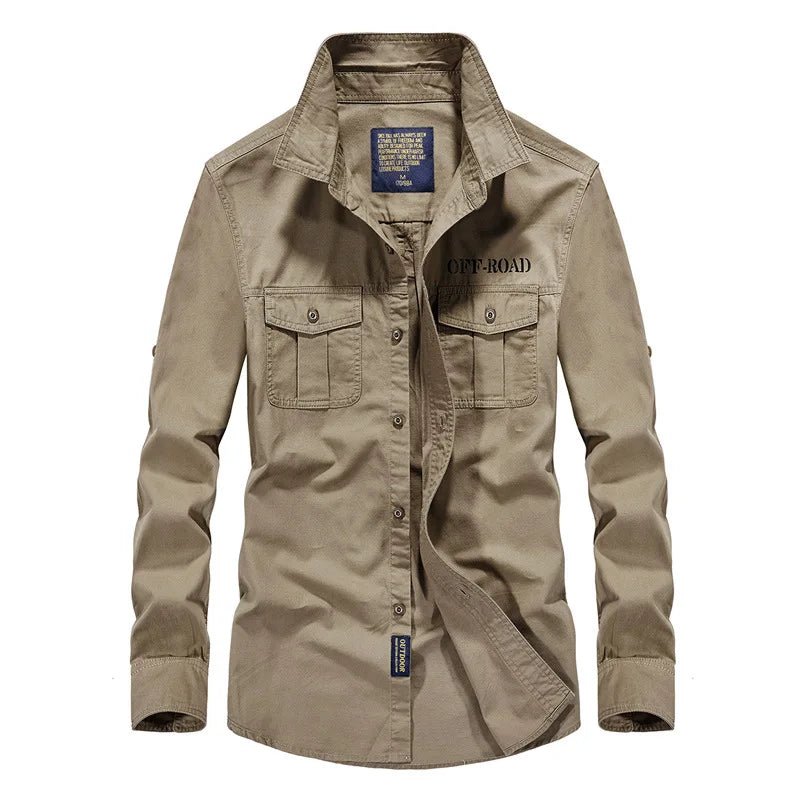 Men's multi - pocket military shirt for adventures - POWQUE URBAN STYLE