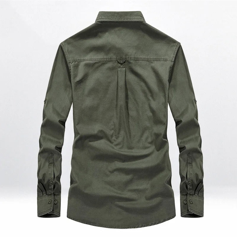Men's multi - pocket military shirt for adventures - POWQUE URBAN STYLE