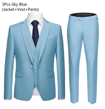 Men's Slim Fit Business Suit - 2 Piece Set - POWQUE ELITE