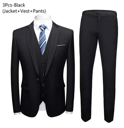 Men's Slim Fit Business Suit - 2 Piece Set - POWQUE ELITE