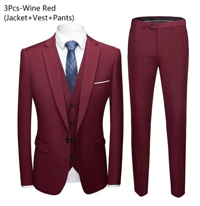 Men's Slim Fit Business Suit - 2 Piece Set - POWQUE ELITE