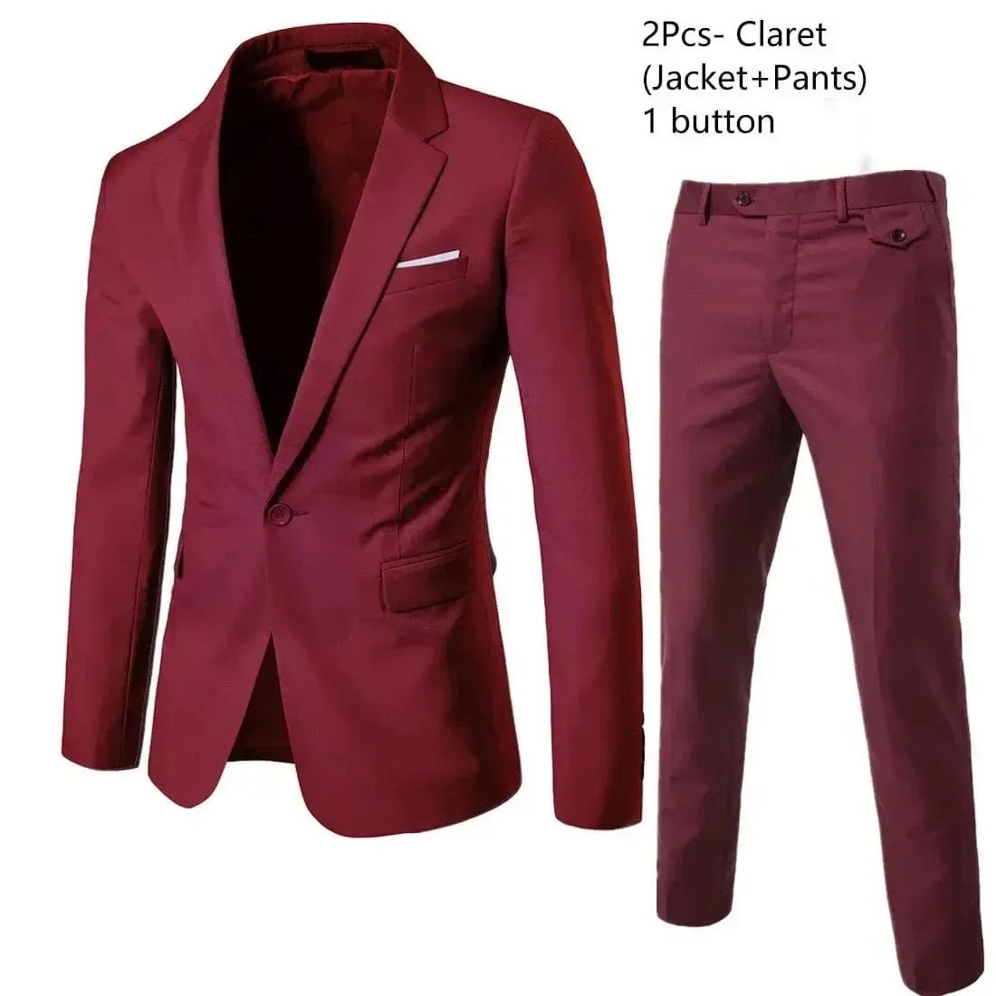 Men's Slim Fit Business Suit - 2 Piece Set - POWQUE ELITE