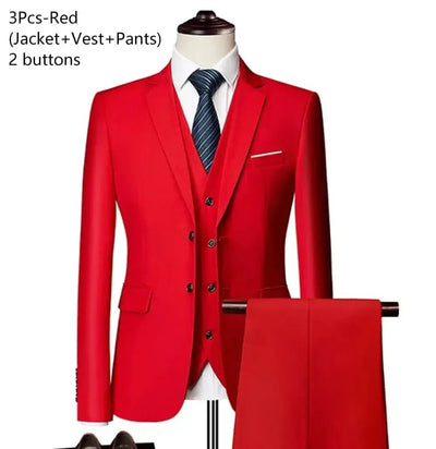 Men's Slim Fit Business Suit - 2 Piece Set - POWQUE ELITE
