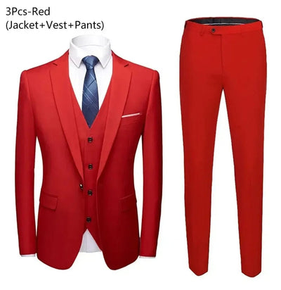 Men's Slim Fit Business Suit - 2 Piece Set - POWQUE ELITE