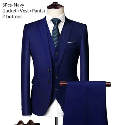 Men's Slim Fit Business Suit - 2 Piece Set - POWQUE ELITE