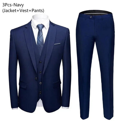 Men's Slim Fit Business Suit - 2 Piece Set - POWQUE ELITE