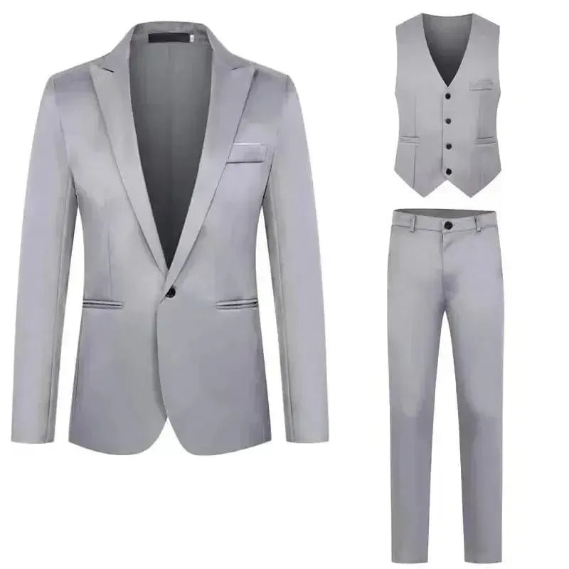 Men's Slim Fit Business Suit - 2 Piece Set - POWQUE ELITE