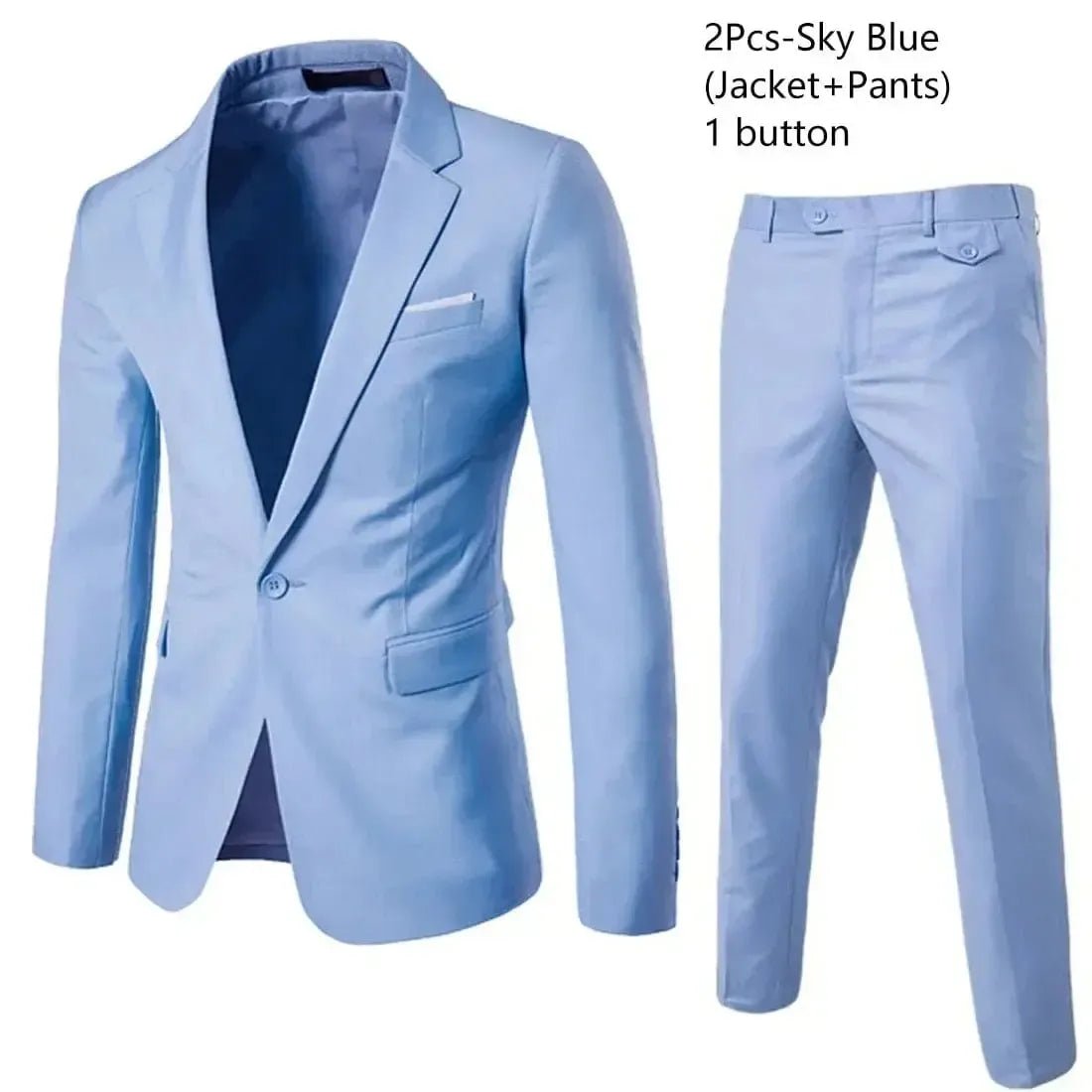 Men's Slim Fit Business Suit - 2 Piece Set - POWQUE ELITE