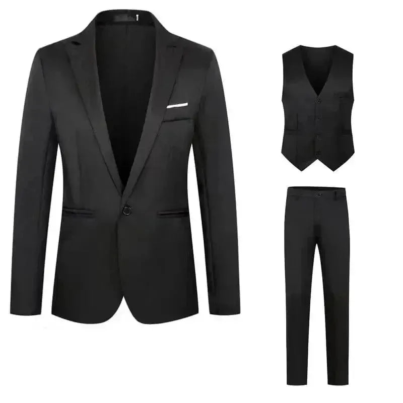 Men's Slim Fit Business Suit - 2 Piece Set - POWQUE ELITE