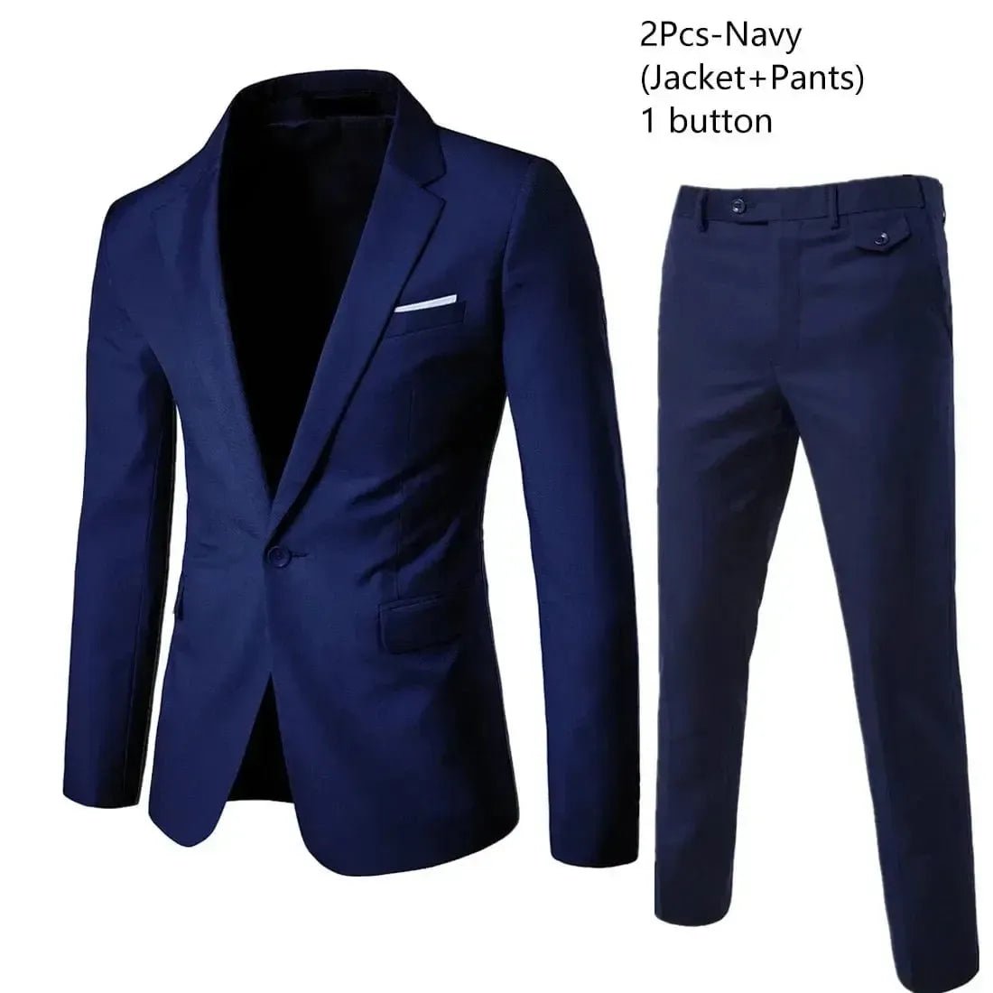 Men's Slim Fit Business Suit - 2 Piece Set - POWQUE ELITE