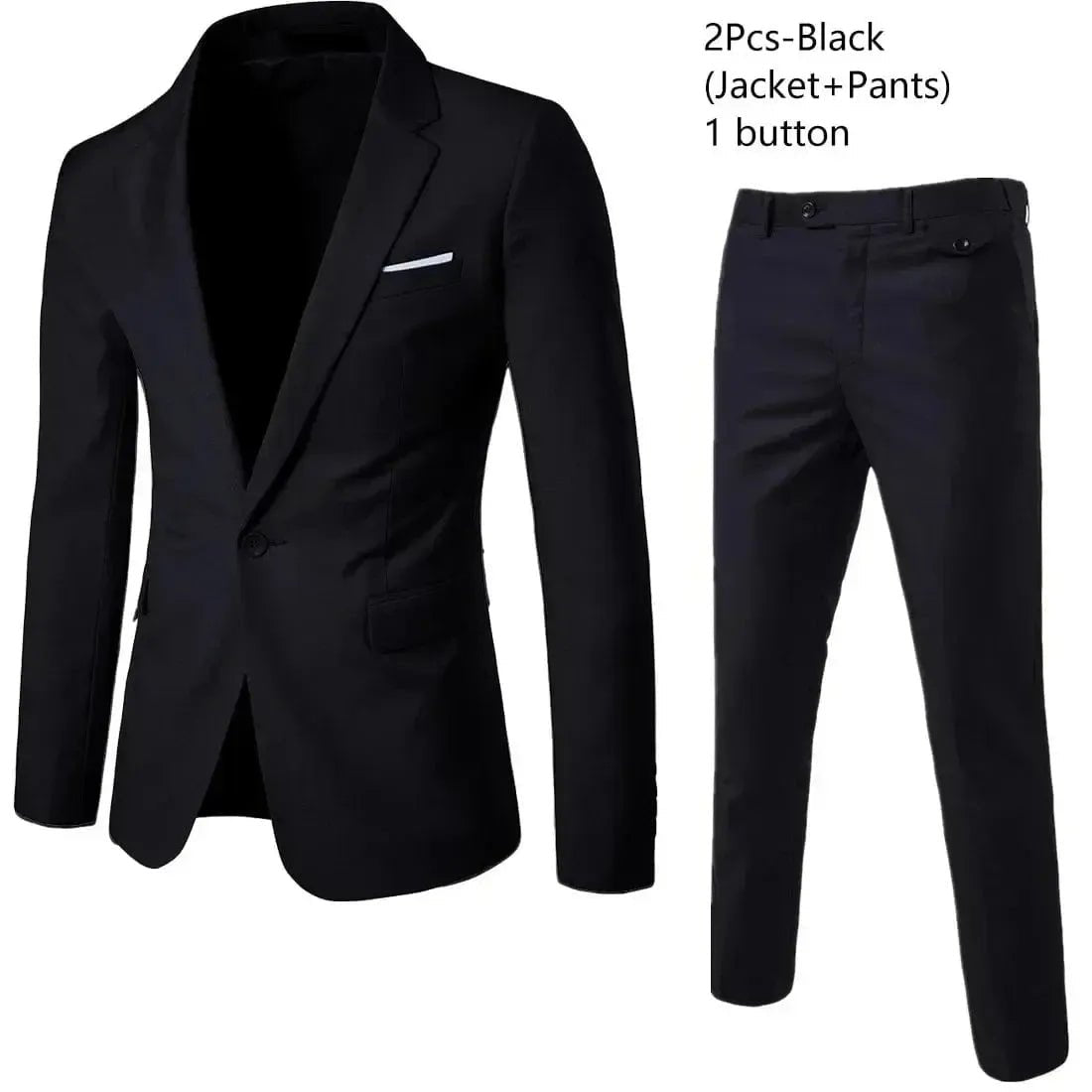 Men's Slim Fit Business Suit - 2 Piece Set - POWQUE ELITE