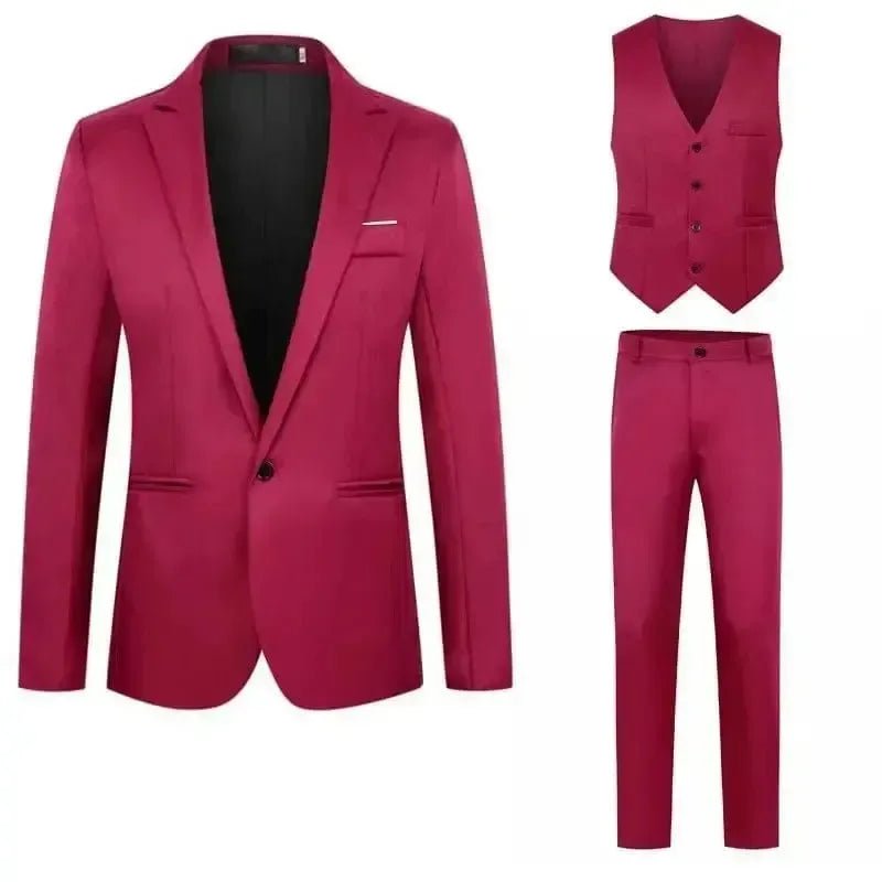 Men's Slim Fit Business Suit - 2 Piece Set - POWQUE ELITE