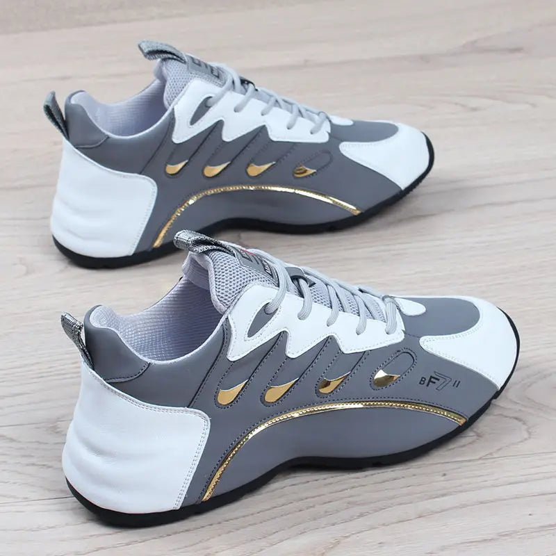Men's Soft Leather Casual Sneakers - Breathable Fit - POWQUE URBAN STYLE