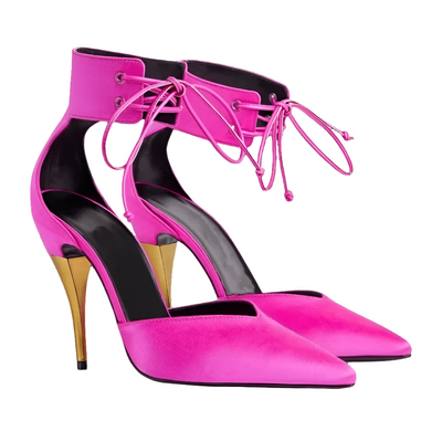 Pointed metal high heel sandals with front straps, perfect for weddings, parties, and evening gowns – POWQUE Urban Style