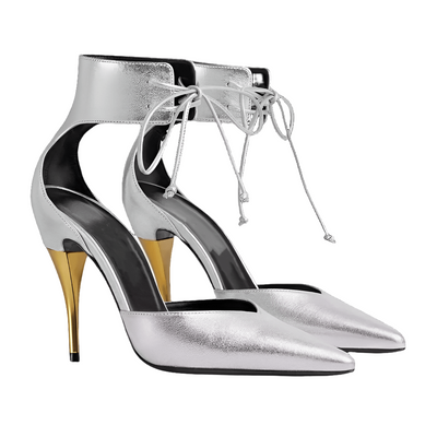 Pointed metal high heel sandals with front straps, perfect for weddings, parties, and evening gowns – POWQUE Urban Style