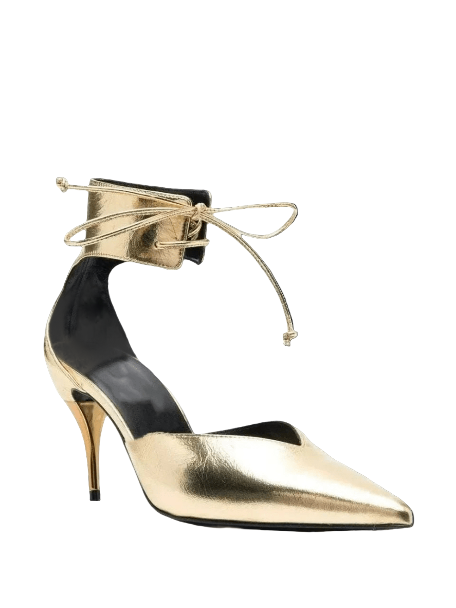 Pointed metal high heel sandals with front straps, perfect for weddings, parties, and evening gowns – POWQUE Urban Style