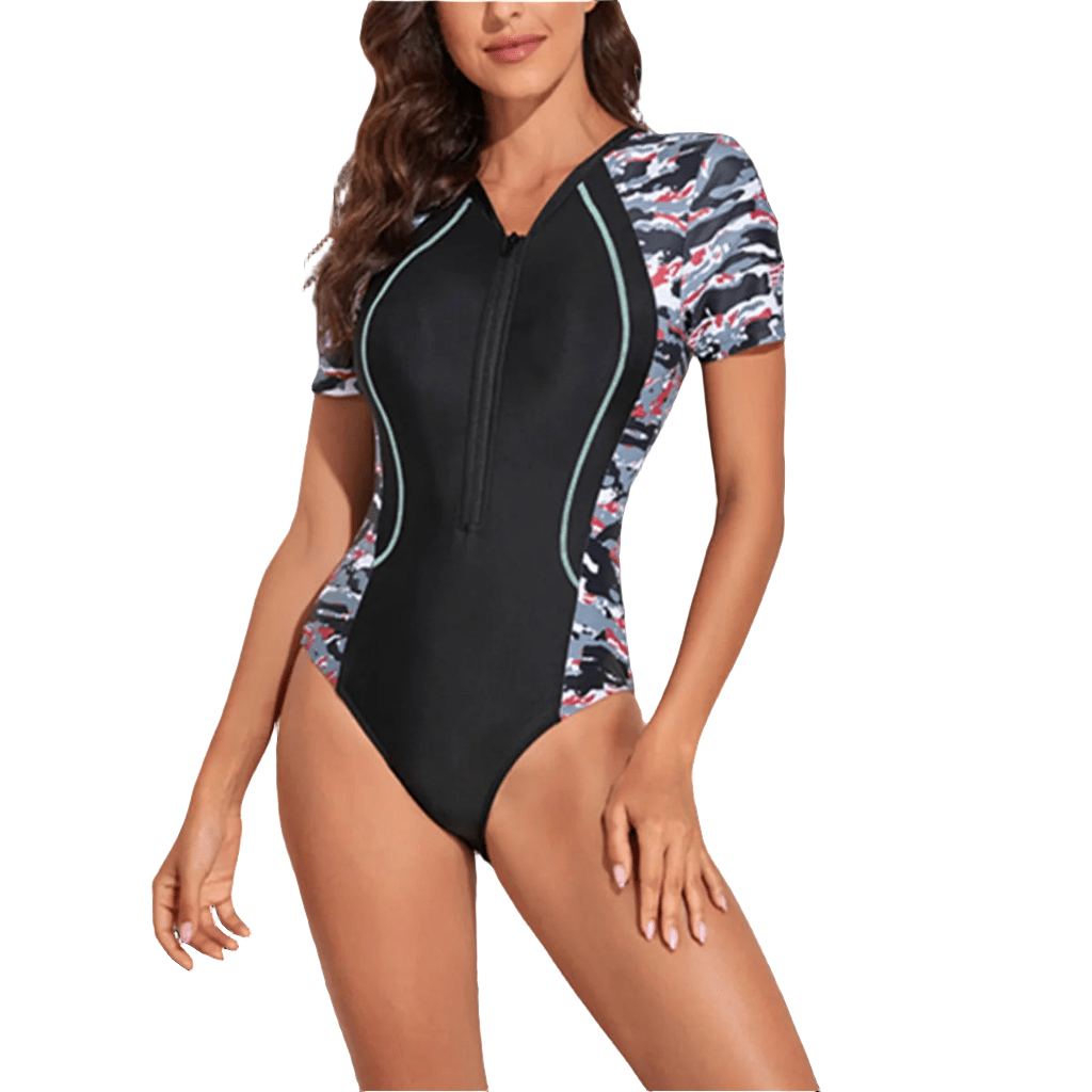 Women's striped long-sleeve surf suit with fast-drying, sun-proof fabric; separate diving swimwear – POWQUE Urban Style.