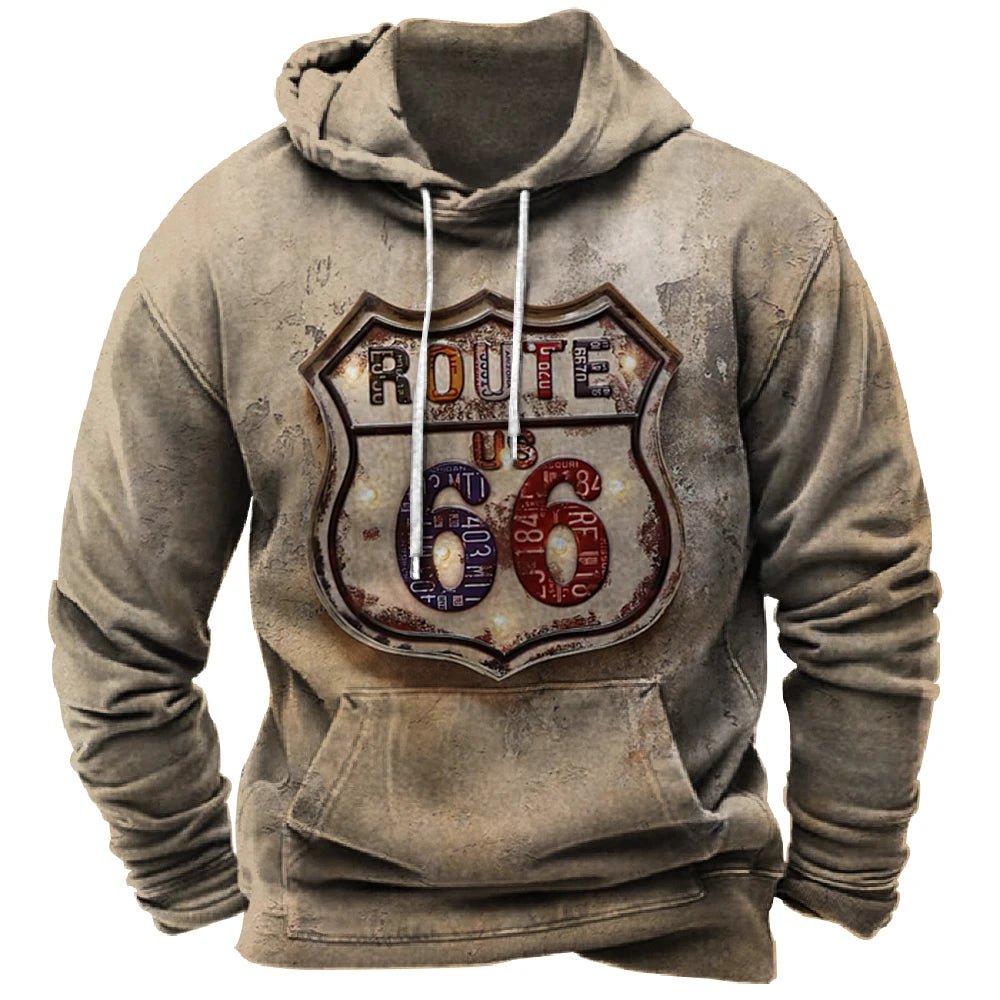 Nostalgic Route 66 3D Print Hoodie - POWQUE URBAN STYLE