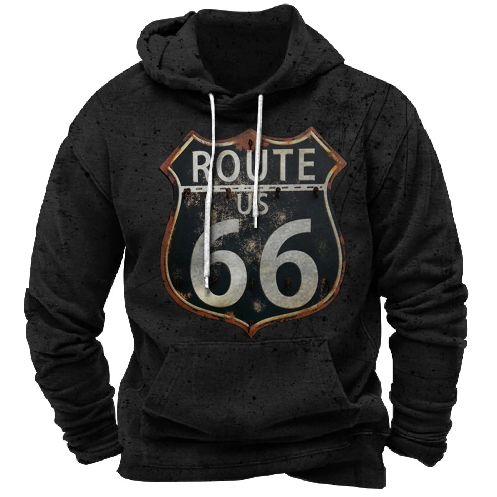 Nostalgic Route 66 3D Print Hoodie - POWQUE URBAN STYLE