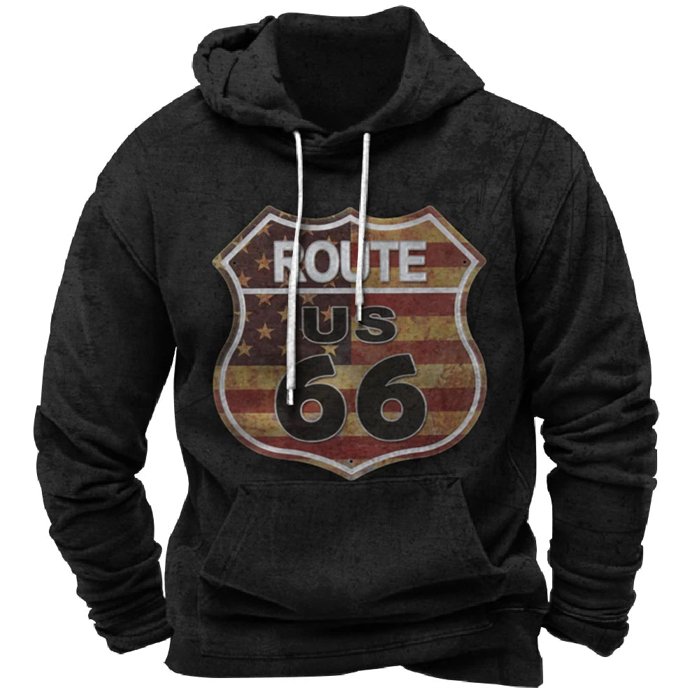 Nostalgic Route 66 3D Print Hoodie - POWQUE URBAN STYLE