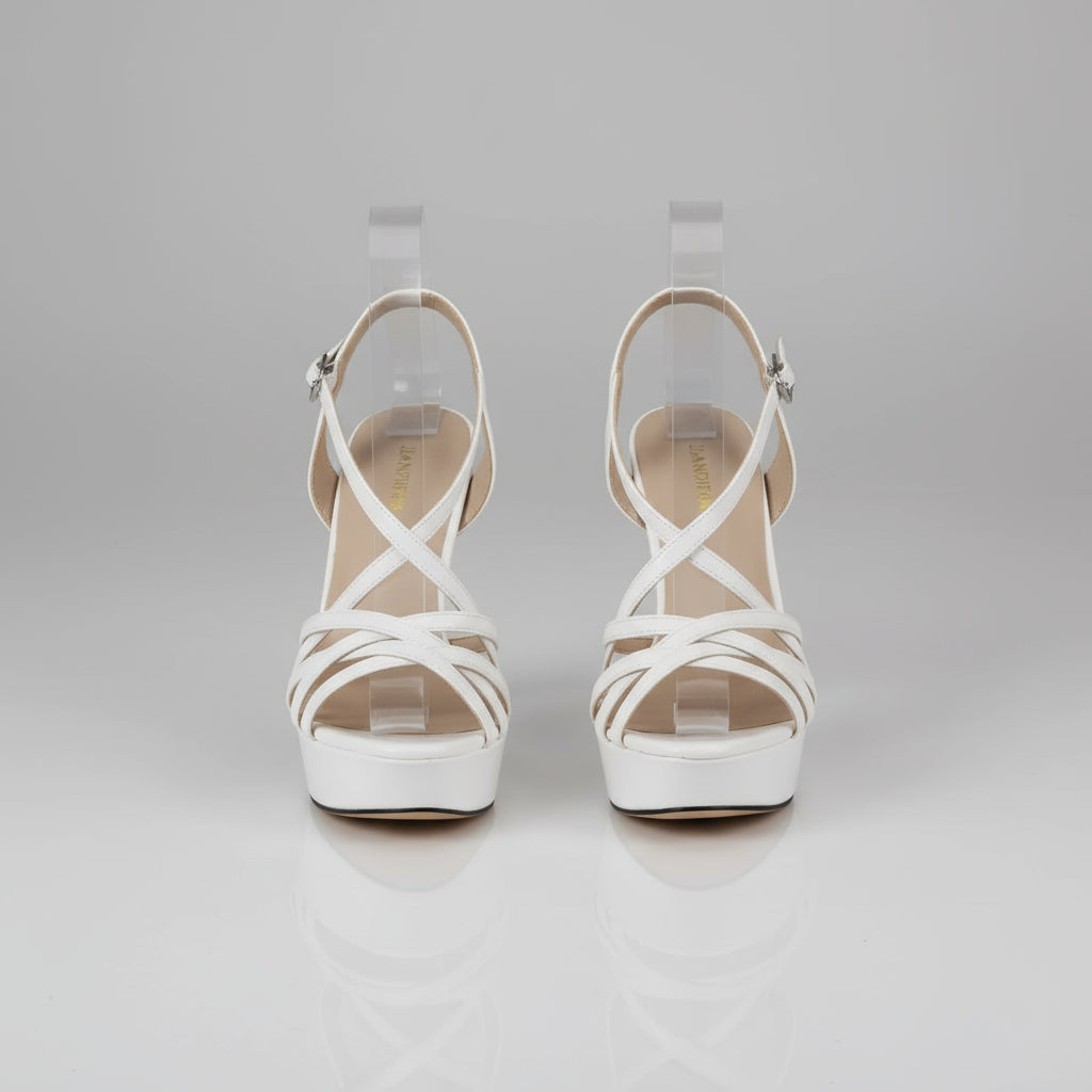 Open Toe Platform Heels with Snake Pattern - POWQUE URBAN STYLE