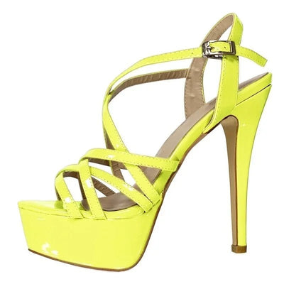 Open Toe Platform Heels with Snake Pattern - POWQUE URBAN STYLE