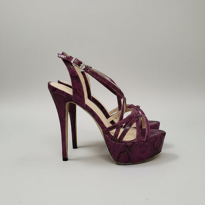 Open Toe Platform Heels with Snake Pattern - POWQUE URBAN STYLE