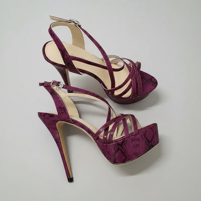 Open Toe Platform Heels with Snake Pattern - POWQUE URBAN STYLE