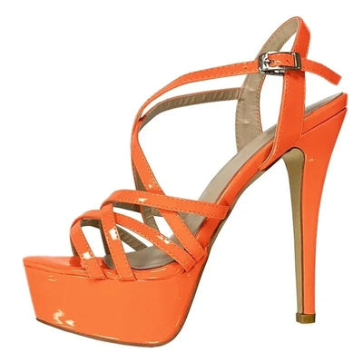 Open Toe Platform Heels with Snake Pattern - POWQUE URBAN STYLE