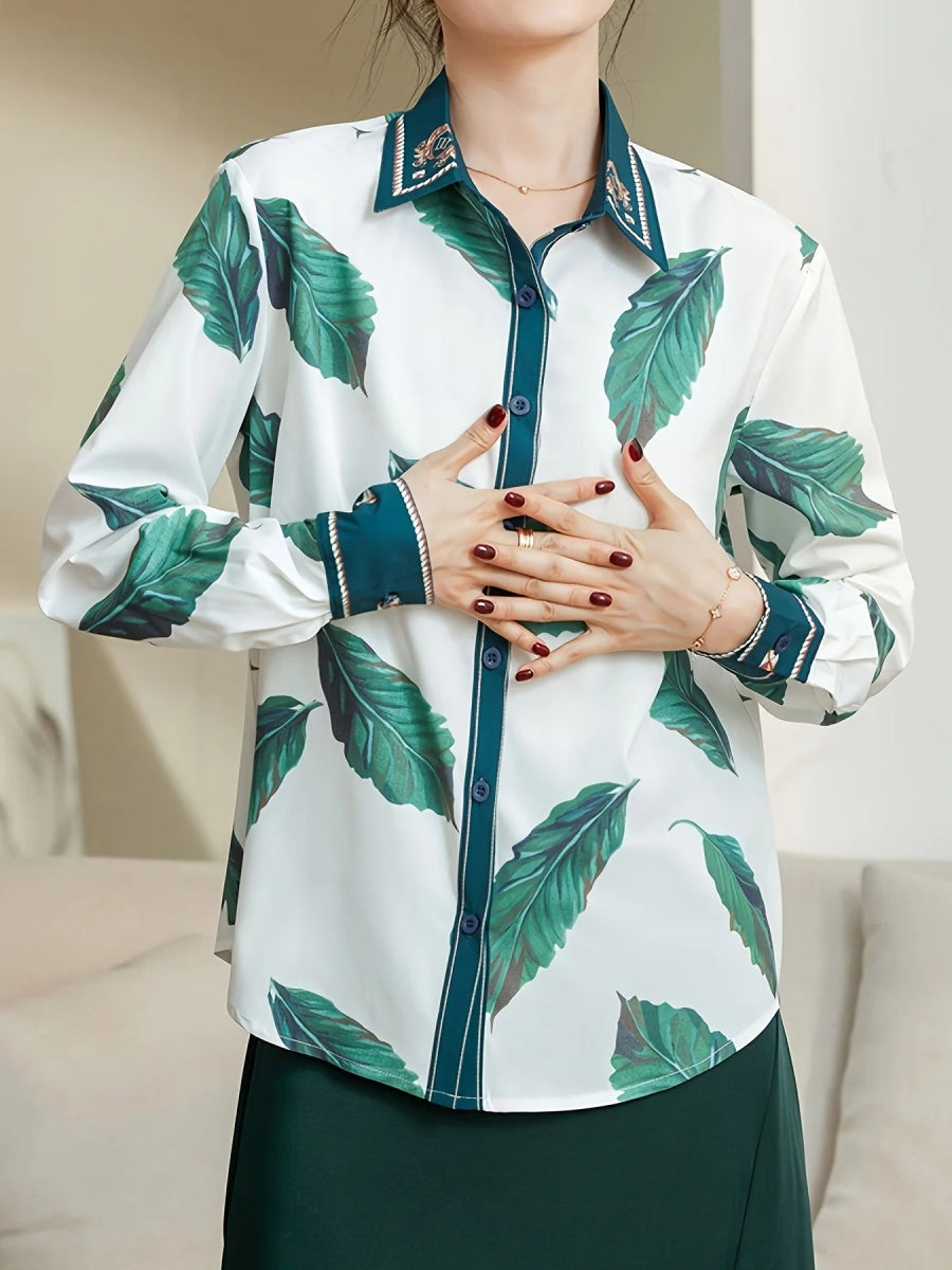 POWQUE Elegant Flower Print Blouse Women Casual Chic - POWQUE URBAN STYLE