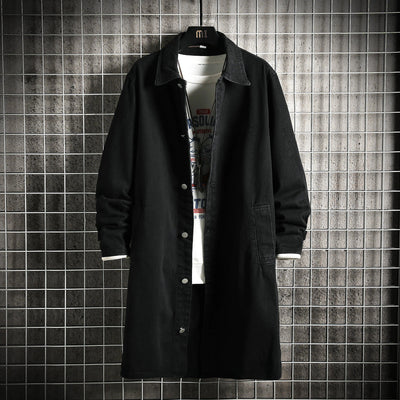 POWQUE ELITE Men's Mid - Length Denim Jacket Light Wash - POWQUE URBAN STYLE