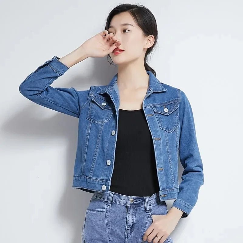 POWQUE Khaki Denim Jacket Women Stylish Urban Wear - POWQUE URBAN STYLE