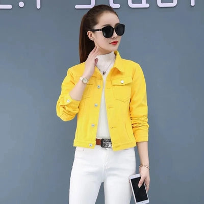 POWQUE Khaki Denim Jacket Women Stylish Urban Wear - POWQUE URBAN STYLE
