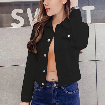 POWQUE Khaki Denim Jacket Women Stylish Urban Wear - POWQUE URBAN STYLE